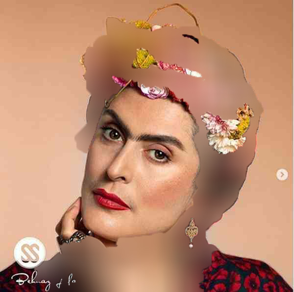 آرایش غلیظ "خانم بازیگر" با کلی سیبیل/ عکس