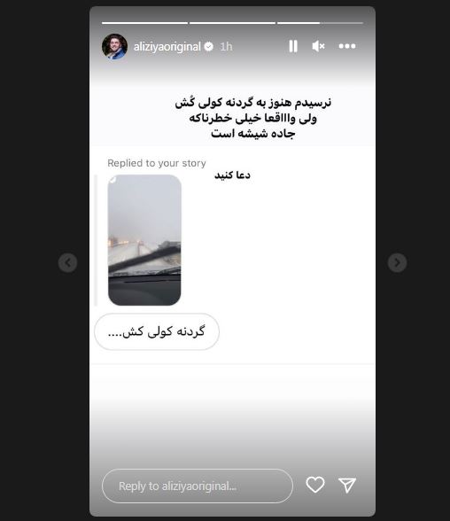 حرکت خطرناک علی ضیا هنگام رانندگی در میان برف و بوران!