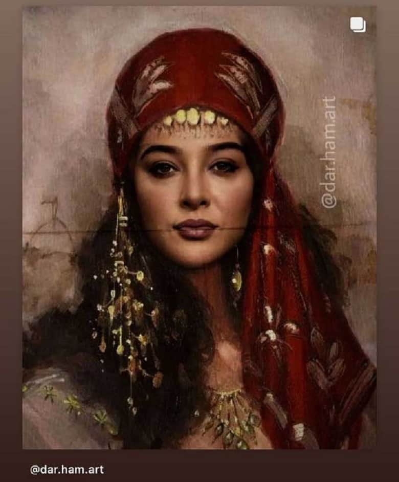 آناهیتا درگاهی از خودش نقاشی ترکمنی کشیده است.