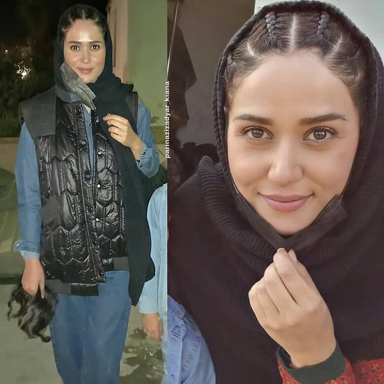 پریناز ایزدیار موهایش را بافته است.